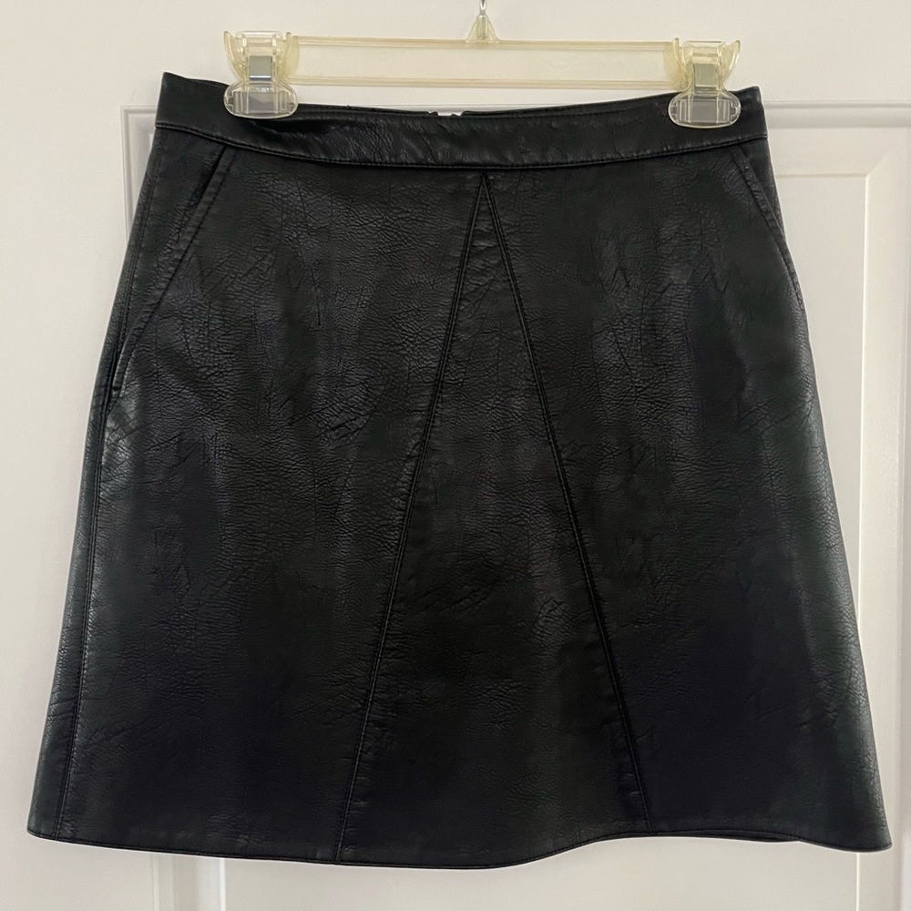 Zara Basic Black Leather Skirt